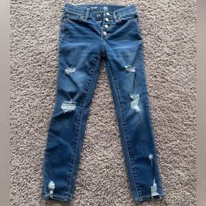 Gently Used Old Navy Blue Distressed Skinny Jeans